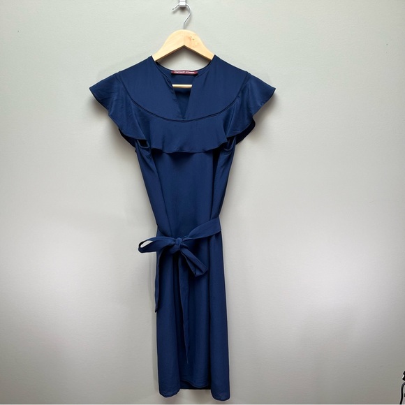 Comptoir de Cotonniers 100% deep slate blue silk dress, US size XS - Picture 6 of 6